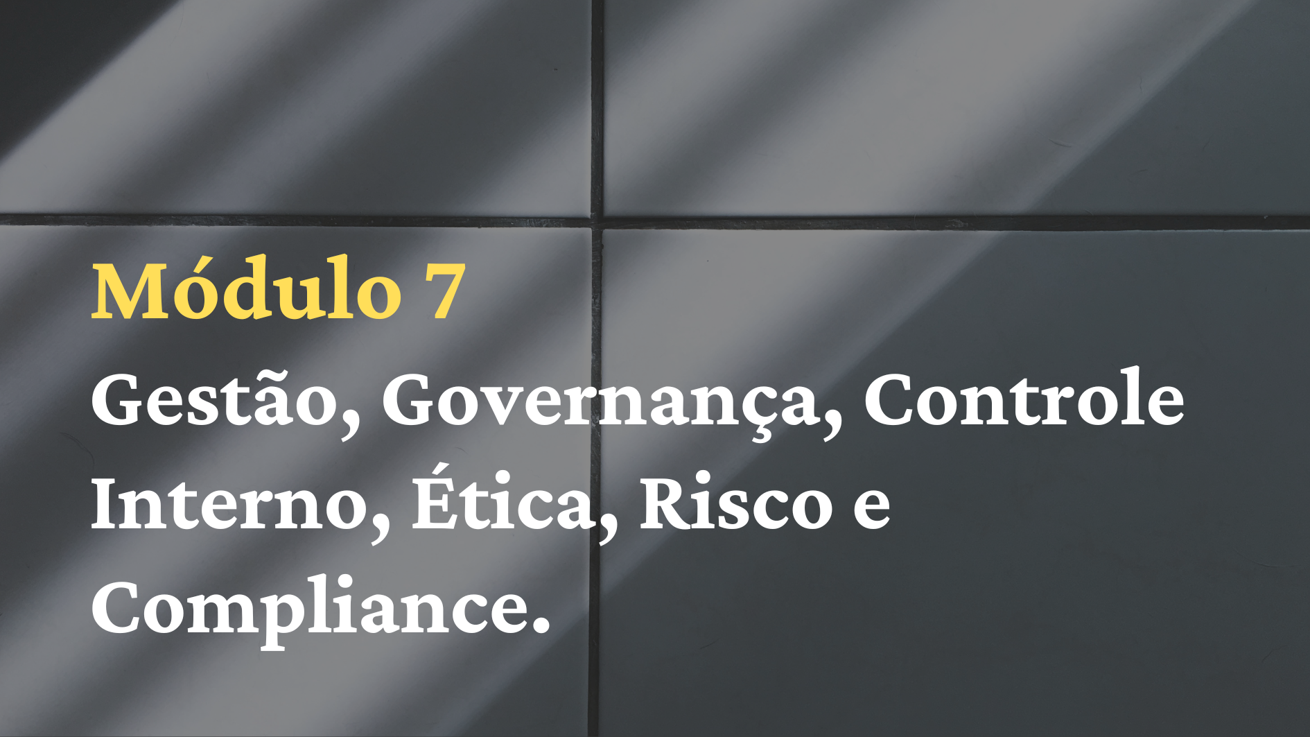 7º Mód.: Gestão, Governança, Controle Interno, Ética, Risco e Compliance.